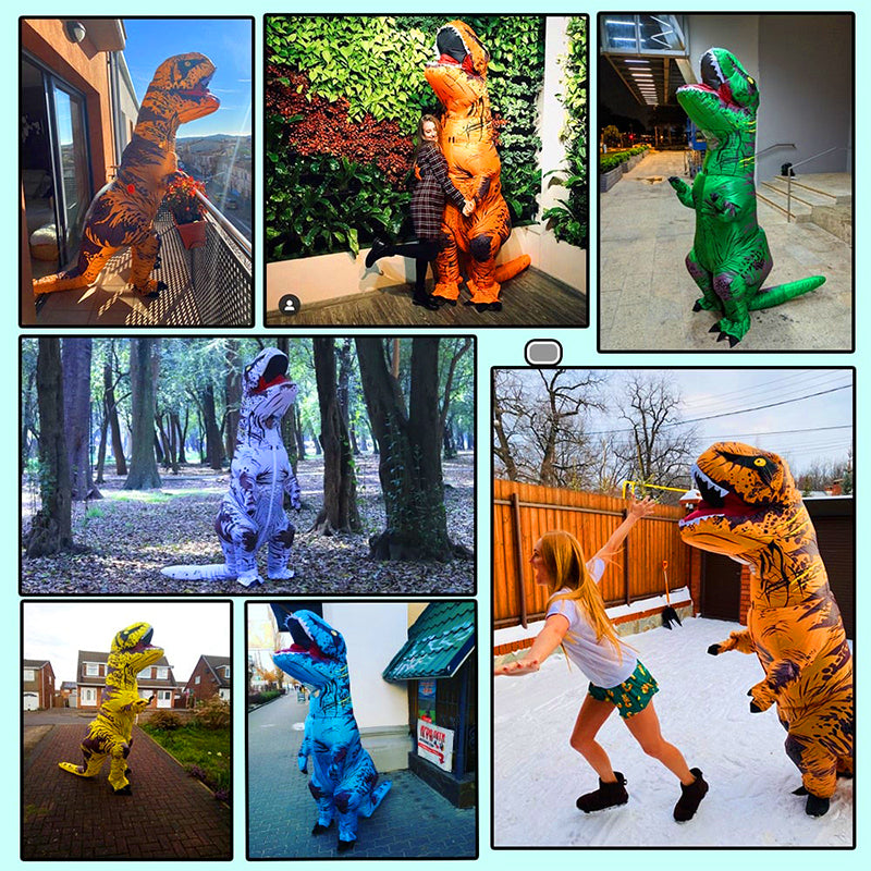 Costume dinosaure gonflable t rex bleu