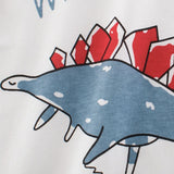 T-shirt Dinosaure <br/> Manches Courtes Stégosaure Rouge