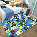 Tapis Dinosaure Bleu Mosaique